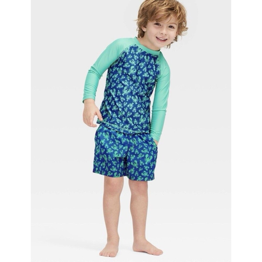 Roller Rabbit x Target Toddler Boys 3T Lobster Print Rash Guard and Swim Trunks
